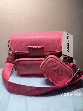 Steve Madden Hot Pink Crossbody with Detachable Pouch